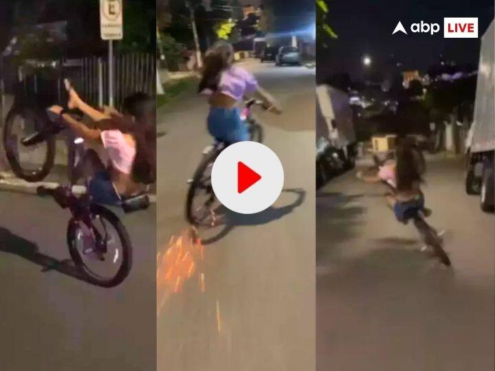 young-girl-did-dangerous-stunt-with-bicycle-video-goes-viral Viral Video: लड़की ने साइकिल से ऐसा स्टंट किया, देखने वालों की आंखें खुली रह गई