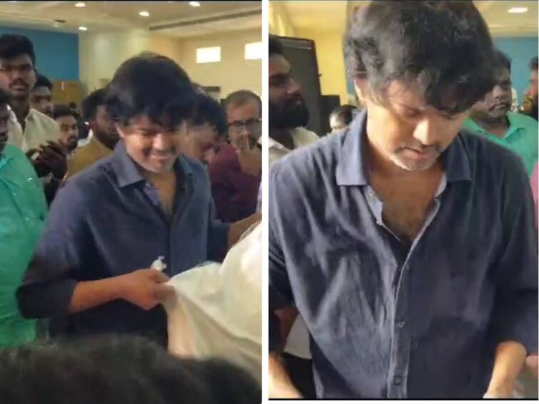 Actor Vijay who gave relief in rice paddies got injured in a crowd of people who came to see Vijay - TNN நெல்லையில் நிவாரண உதவி வழங்கிய நடிகர் விஜய்...விஜயை காண வந்தோர் கூட்ட நெரிசலில் சிக்கி காயம்