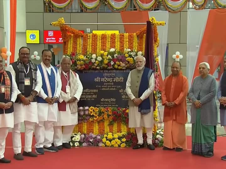 PM Modi inaugurates the Ayodhya Dham Junction railway station, in Ayodhya. (Source: YouTube@BJP4India)