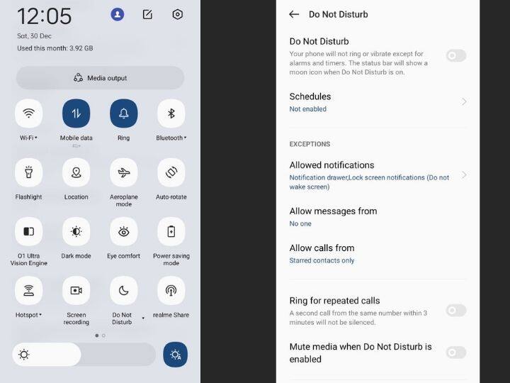 हम जिस सेटिंग की बात कर रहे हैं वो है DND यानि 'डू नॉट डिस्टर्ब' की. इसे ऑन करने पर आपको केवल अलार्म और टाइमर से जुडी जानकारी मिलती है और बाकि सब कुछ साइलेंट हो जाता है. हालांकि इसमें एक एक्सेप्शन नाम से ऑप्शन मिलता है जो आपको कुछ खास मैसेज और कॉल्स के लिए छूट प्रदान करता है.