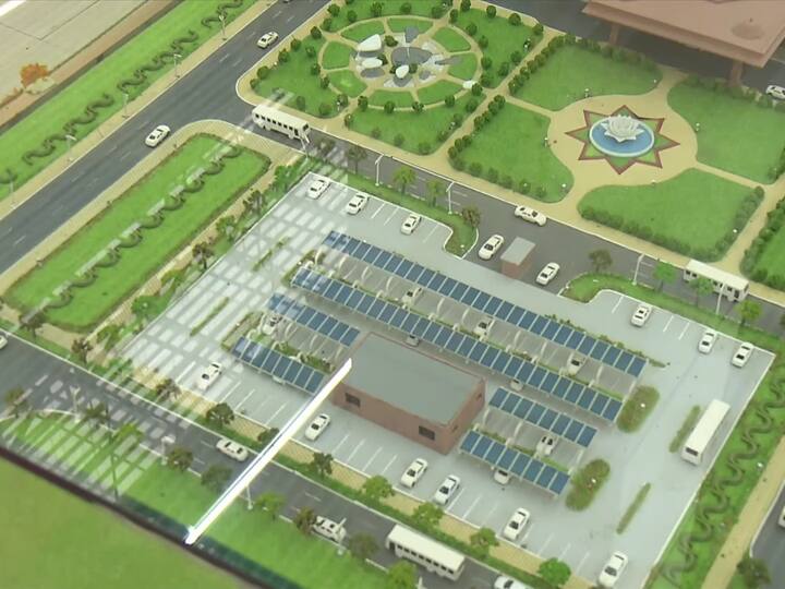 A model of Maharishi Valmiki International Airport. Phase-1 of the airport has been developed at a cost of more than Rs 1,450 crore. (Source: YouTube@BJP4India)