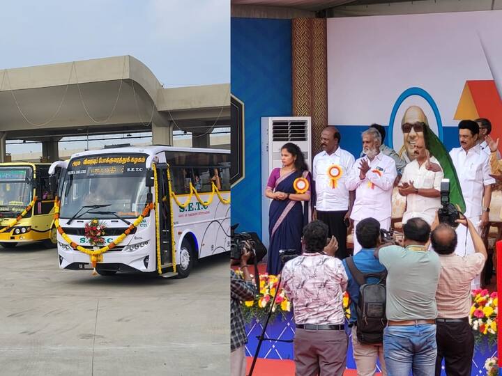 Kilambakkam Bus Terminus : இன்று நடைப்பெற்ற கலைஞர் நூற்றாண்டு பேருந்து முனைய திறப்பு விழாவில் தமிழக முதல்வர் ஸ்டாலினுடன் சேகர் பாபு, தா.மோ.அன்பரசன், மா.சுப்பிரமணியன் உள்ளிட்ட பலர் கலந்து கொண்டனர்.