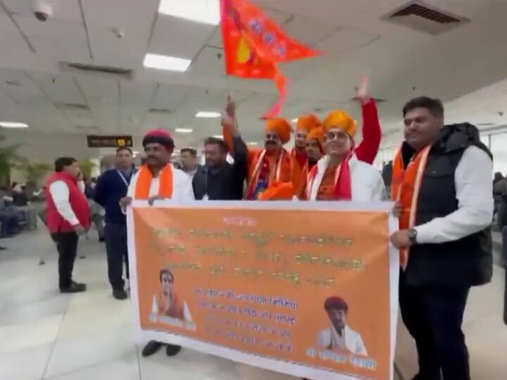 People at IGI Airport waiting to board the first flight to the newly built Maharishi Valmiki International Airport in Ayodhya, Uttar Pradesh. (Source: ANI)