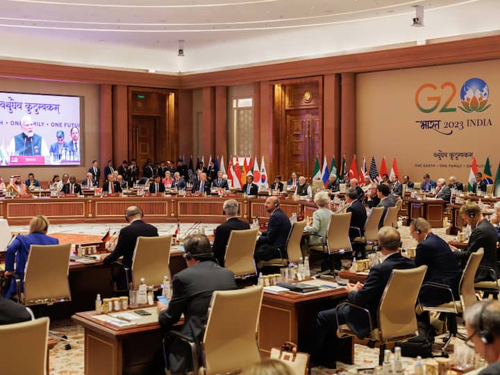 G — G20: India's diplomatic triumph at the G20 Summit included securing a unanimous joint declaration amidst Russia-Ukraine differences, successfully advocating for the African Union's permanent G20 membership, and launching the India-Middle East-Europe Economic Corridor, bolstering the country's global standing and reaffirming its role as the voice of the 'Global South,' while also highlighting cultural richness at the renovated Bharat Mandapam.