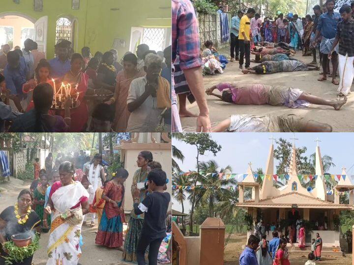 மயிலாடுதுறை, கஞ்சாநகரம் புனித அந்தோணியார் ஆலயத்தில் (இந்து சம்பிரதாயபடி) அங்கப் பிரதட்சணம் செய்தும், முட்டி போட்டு நடந்து சென்றும் பிரார்த்தனையில் ஈடுபட்டு புத்தாண்டு வழிபாடு செய்தனர்.