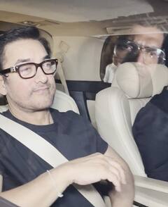 Pics: आयरा के प्री-वेडिंग फंक्शन के बाद बेटे संग स्पॉट हुए Aamir Khan, साड़ी में दिखा Kiran Rao का एलिगेंट लुक