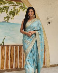 Shweta Tiwari Radiates Charm In A Powder Blue Saree; PICS