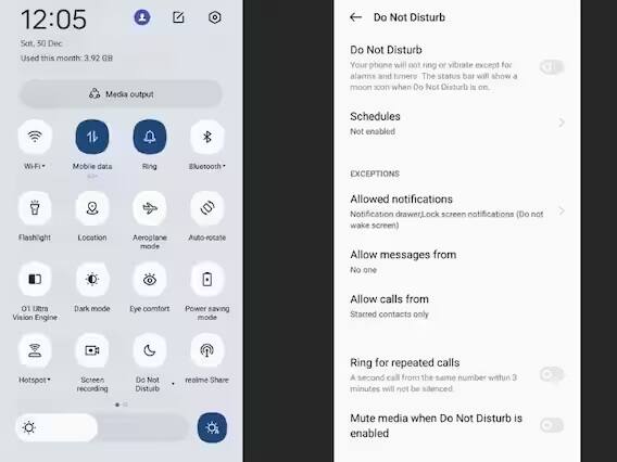 અમે જે સેટિંગ વિશે વાત કરી રહ્યા છીએ તે DND એટલે કે 'ડૂ નોટ ડિસ્ટર્બ' છે. જ્યારે તમે તેને ચાલુ કરો છો, ત્યારે તમને માત્ર એલાર્મ અને ટાઈમર સંબંધિત માહિતી મળે છે અને બાકીનું બધું શાંત થઈ જાય છે. જો કે, અપવાદ નામનો એક વિકલ્પ છે જે તમને અમુક સંદેશાઓ અને કૉલ્સ માટે મુક્તિ આપે છે.