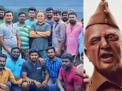Indian 2 kamal haasan wraps up shooting picture goes viral Indian 2 Kamal Haasan: இந்தியன் 2 ஷூட்டிங் ஓவர்.. கோடை ரிலீஸ்.. படக்குழுவிடமிருந்து விடைபெற்ற கமல்ஹாசன்!