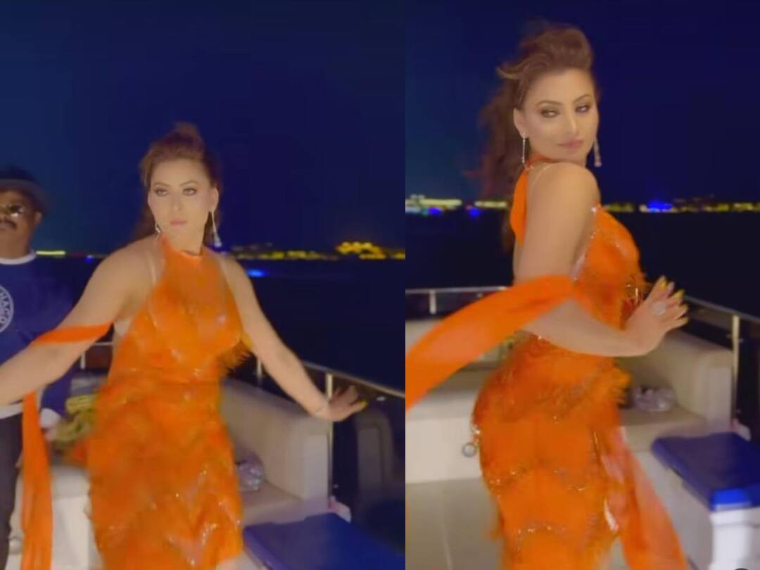 Urvashi Rautela trolled for dancing on mothers birthday in a weird way video viral Urvashi Rautela :आईच्या वाढदिनी बॅकलेस ड्रेसमध्ये उर्वशी रौतेलाचा भन्नाट डान्स; चाहते म्हणाले,'वीजेचा झटका बसलाय का'?