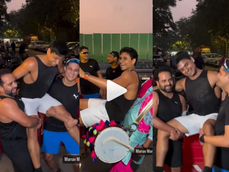 Aamir Khan Daughter ira khan and nupur shikhare wedding nupur unique baraat danced on dhol in shorts VIDEO: ना शेरवानी ना घोडा ना फेटा; आमिरच्या होणाऱ्या जावयाची हटके वरात