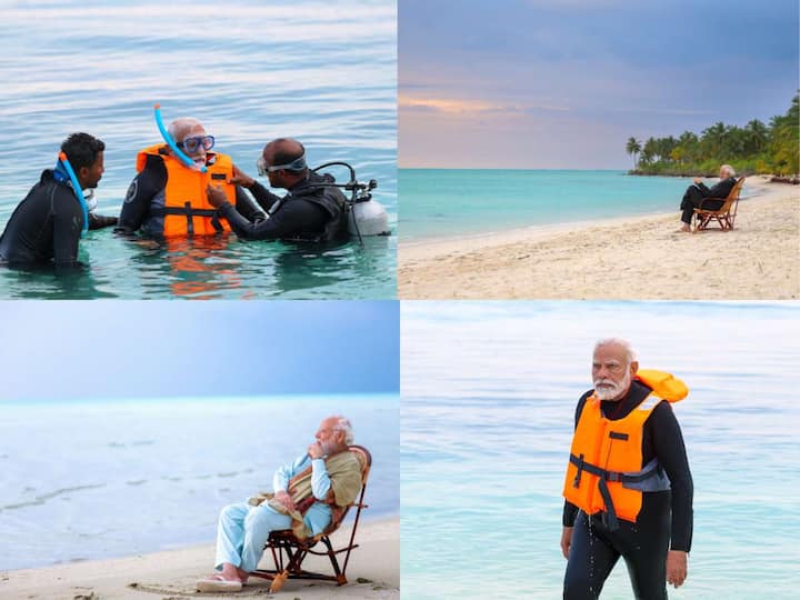 Prime Minister took early morning walks along the serene beaches of Lakshadweep, describing these moments as 