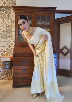 Pavitra Punia Looks Elegant In Ivory-Coloured Saree; See Pics
