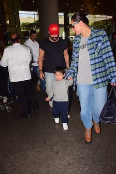 नए साल का जश्न मनाने के बाद देश लौटे Kareena-Saif, एयरपोर्ट पर स्टाइलिश लुक में दोनों बेटों के संग स्पॉट हुआ कपल