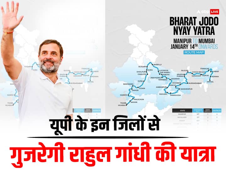 Congress Rahul Gandhi Bharat Jodo Nyay Yatra route map in Uttar Pradesh Lok Sabha Election 2024 Bharat Jodo Nyay Yatra: यूपी में सबसे ज्यादा दिनों तक रहेगी कांग्रेस की 'भारत जोड़ो न्याय यात्रा', इन 20 जिलों से गुजरेगी, जानें- रूट मैप