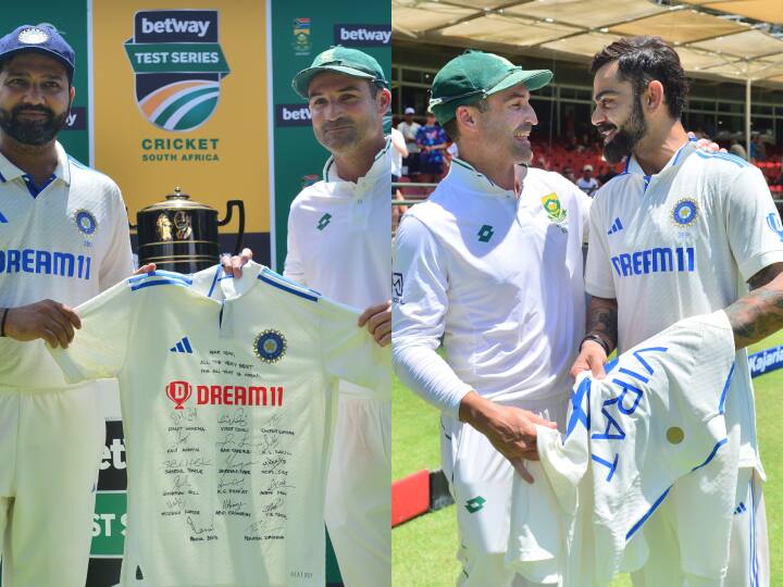 Indian Cricket Team and Virat Kohli gave singed jersey to South Africa's Dean Elgar who retire from test cricket Dean Elgar: टेस्ट क्रिकेट को अलविदा कहने वाले डीन एल्गर को टीम इंडिया ने दिया खास गिफ्ट, कोहली ने अलग से दिया तोहफा