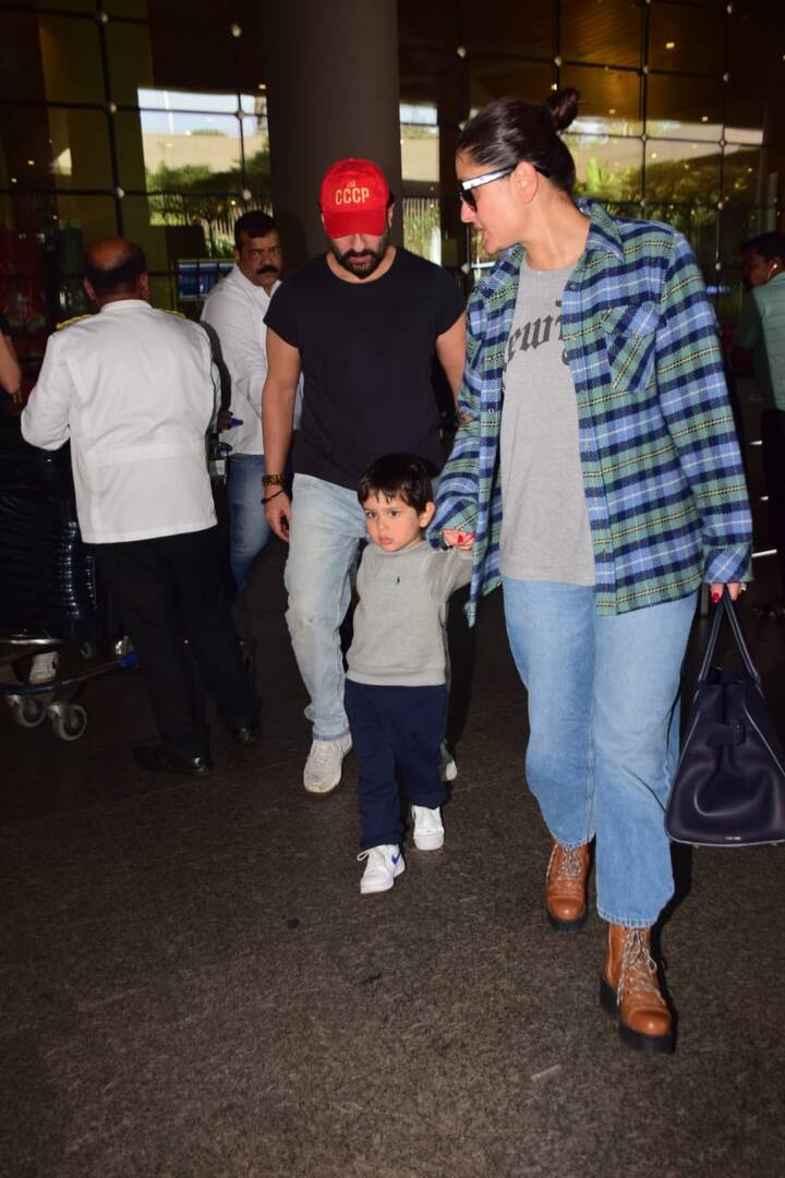 करीना ने अपने बालों को बांधा हुआ था  और ब्लैक सनग्लासेस के साथ ब्लैक बैग और ब्राउन बूट्स के साथ अपना लुक कंप्लीट किया था.