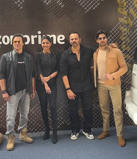 ‘इंडियन पुलिस फोर्स’ के ट्रेलर लॉन्च इवेंट में रोहित शेट्टी के साथ-साथ शिल्पा शेट्टी, सिद्धार्थ मल्होत्रा और विवेक ओबेरॉय भी शामिल हुए.