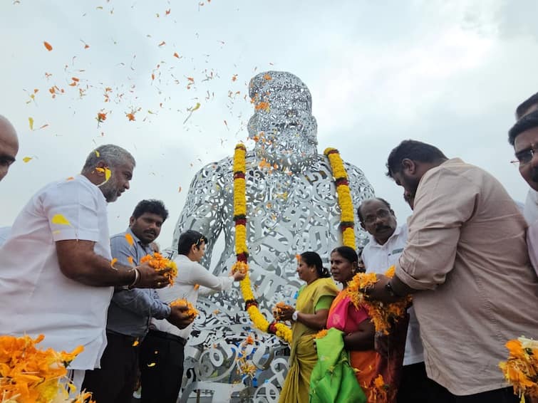 Coimbatore Thiruvalluvar Statue Inaugurated By CM MK Stalin Via Via Video Conferencing - TNN Thiruvalluvar Statue: கோவையின் புதிய அடையாளம் ; தமிழ் எழுத்துக்களால் வடிவமைக்கப்பட்ட பிரமாண்ட திருவள்ளுவர் சிலை திறப்பு