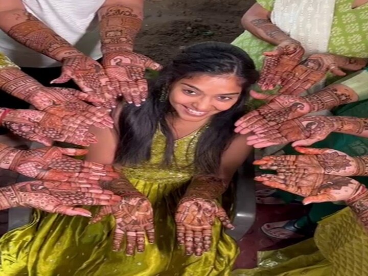 Surat News: NRI પટેલ પરિવારના સભ્યોએ પુત્રીના લગ્ન પ્રસંગે મુકાવી જયશ્રી રામ, સીતા રામ લખેલી મહેંદી, જુઓ તસવીરો