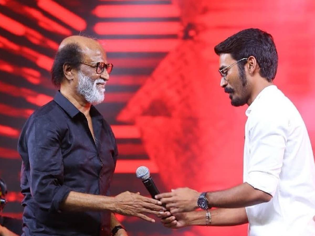 Actor Dhanush Meets Former Father In Law Rajinikanth In Kalaingar 100 ...