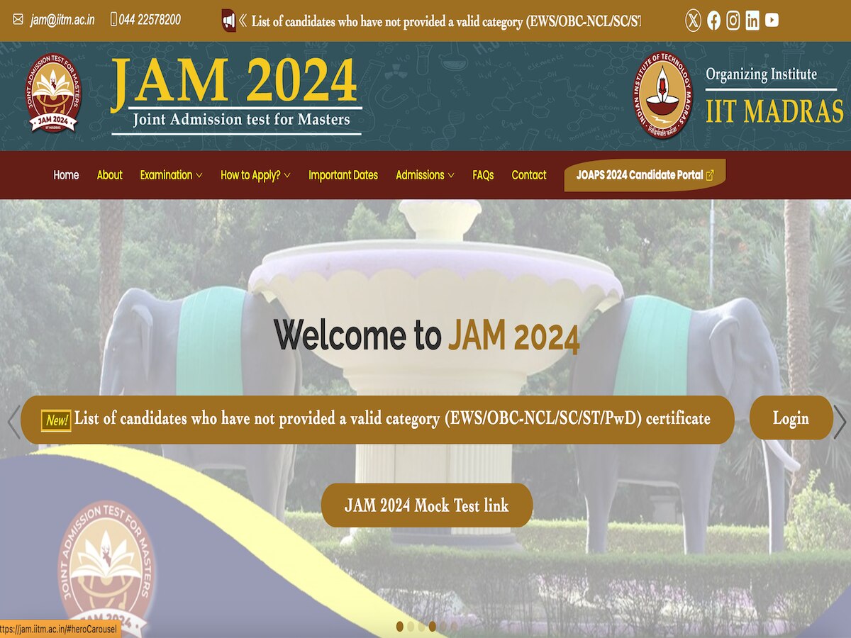 IIT Madras IIT JAM Admit Card 2024 To Release Tomorrow January 8 On Jam ...