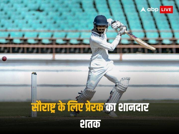 ranji trophy 2024 prerak mankad century for saurashtra against jharkhand Ranji Trophy 2024: सौराष्ट्र के लिए एक और खिलाड़ी का धमाल, प्रेरक मांकड़ ने जड़ा दमदार शतक