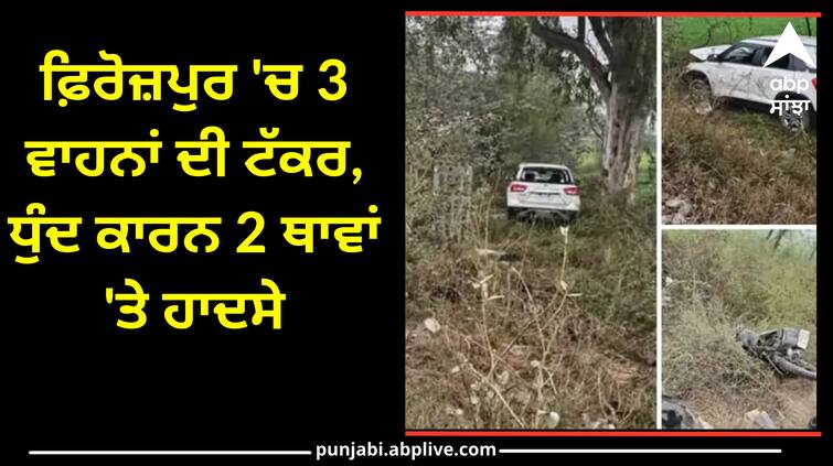 3 vehicles collide in Ferozepur accidents at 2 places due to fog 1 dead 1 injured Punjab News: ਫ਼ਿਰੋਜ਼ਪੁਰ 'ਚ 3 ਵਾਹਨਾਂ ਦੀ ਟੱਕਰ, ਧੁੰਦ ਕਾਰਨ 2 ਥਾਵਾਂ 'ਤੇ ਹਾਦਸੇ, 1 ਦੀ ਮੌਤ, ਇੱਕ ਜ਼ਖ਼ਮੀ