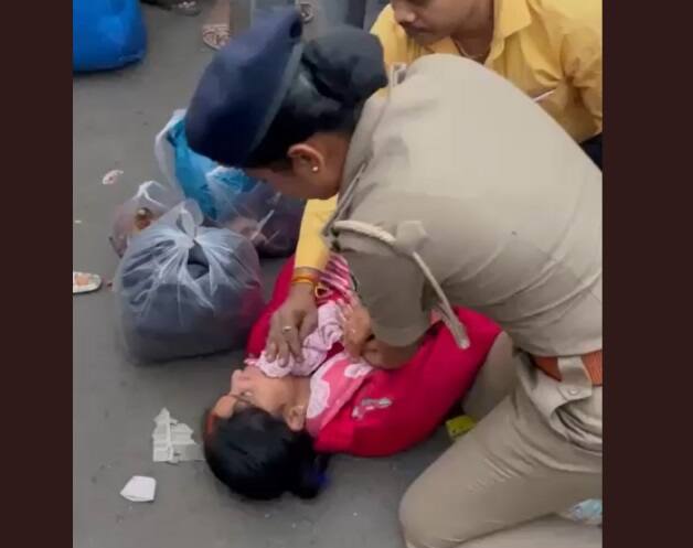 Surat Police News: a lady police constable give CPR to surat woman after going into unconscious in market Surat: પોલીસની CPR ટ્રેનિંગ કામ લાગી, માર્કેટમાં બેભાન થઇ ગયેલી મહિલાને લેડી કૉન્સ્ટેબલે મોઢેથી શ્વાસ આપી બચાવી