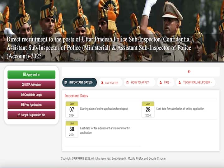 UP Police SI, ASI Recruitment 2024 921 Vacancies Applications On uppbpb.gov.in Last Date January 28 UP Police SI, ASI Recruitment 2024: Application Process For 921 Posts Begin Online On uppbpb.gov.in
