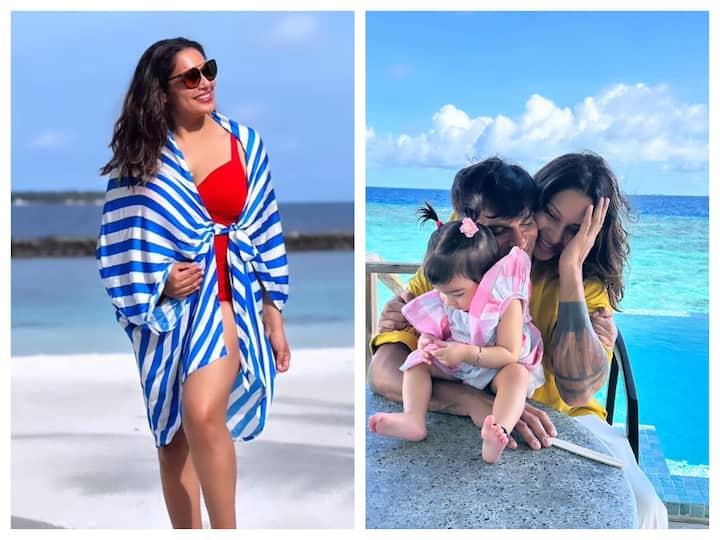 Bipasha Basu, who turned 45 on January 7, celebrated her birthday in the Maldives with her husband Karan Singh Grover and daughter Devi.