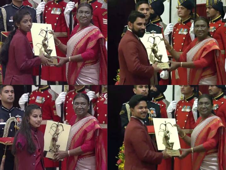 Tamil Nadu player Vaishali, cricketer Shami honored with Arjuna Award by president Sports Awards:தமிழக வீராங்கனை வைஷாலி, கிரிக்கெட் வீரர் ஷமிக்கு அர்ஜுனா விருது - குடியரசு தலைவர் வழங்கி கவுரவித்தார்