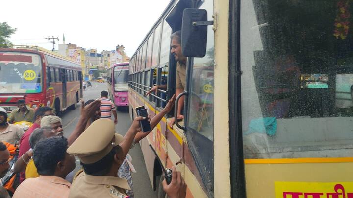 The demands include filling bus driver and conductor posts and releasing Dearnance Allowances (DA) for retired workers across the state (Credit: ABP Nadu)