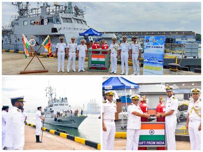Indian Navys INS Kabra arrived at Colombo, Sri Lanka and was accorded a warm welcome by the Sri Lanka Navy.