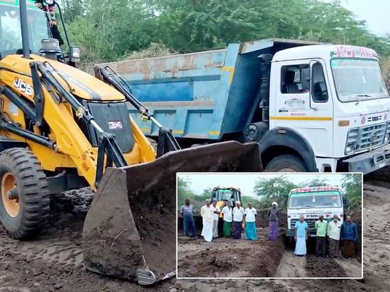 అక్రమంగా మట్టి తవ్వుతుండగా పట్టుకున్న రైతులు