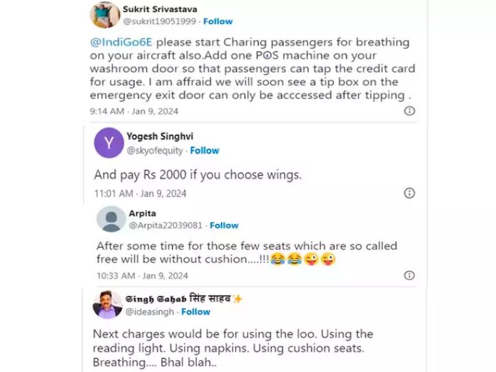 इंडिगो एयरलाइंस में फ्रंट सीट के लिए चुकाने होंगे 2000 रुपये, लोग बोले- 'वाशरूम के लिए भी लगेंगे क्या?