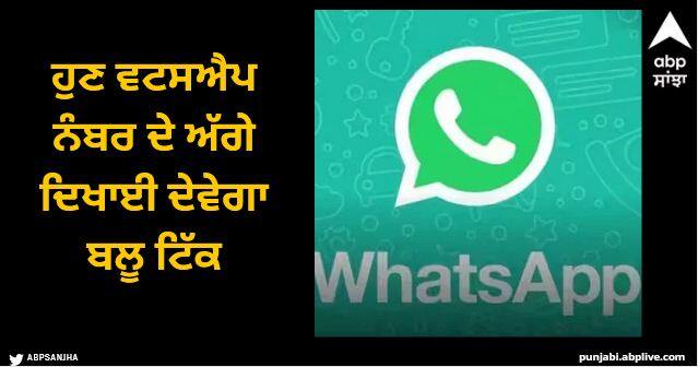 whatsapp may soon allow businesses to buy blue verification tick Whatsapp: ਹੁਣ ਵਟਸਐਪ ਨੰਬਰ ਦੇ ਅੱਗੇ ਦਿਖਾਈ ਦੇਵੇਗਾ ਬਲੂ ਟਿੱਕ, ਐਪ ਨੇ ਦਿੱਤਾ ਵੈਰੀਫਿਕੇਸ਼ਨ ਦਾ ਤੋਹਫਾ