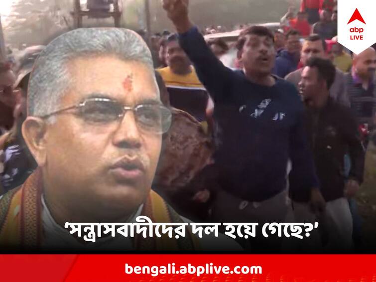 Dilip Ghosh slams TMC On Sovandev Chatterjees comment over ED Attack at Sandeshkhali Dilip Ghosh : 'এই সরকারকে ধাক্কা মেরে গঙ্গায় ফেলা উচিত', শোভনদেবের 'জন বিস্ফোরণ' মন্তব্যে প্রতিক্রিয়া দিলীপের