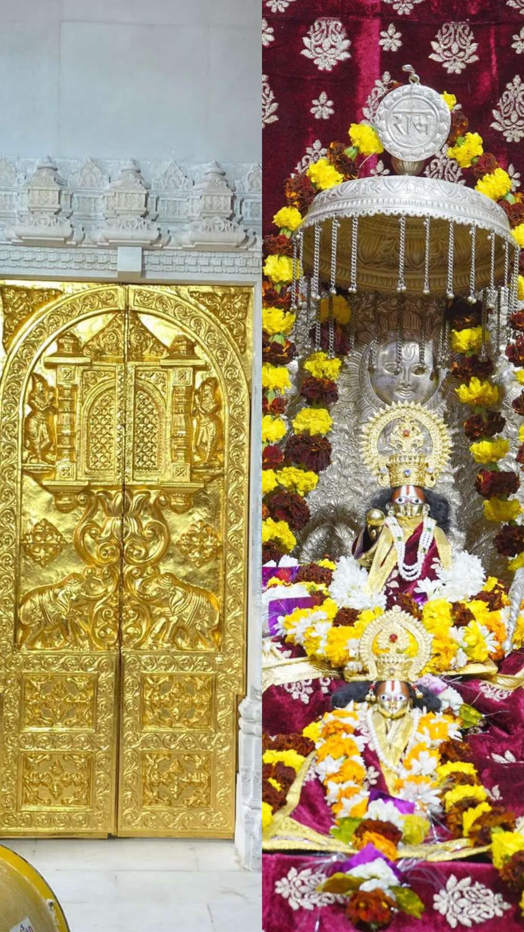 અયોધ્યામાં નિર્માણાધીન રામ મંદિરમાં પ્રથમ સોનાનો દરવાજો લગાવવામાં આવ્યો છે.