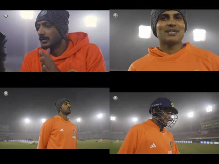 Axar Patel Shubman Gill And Rinku Singh On Cold IND vs AFG 1st T20 Latest Sports News Watch: मोहाली की ठंड से अक्षर पटेल की हालत खराब, गिल और रिंकू को भी खूब लग रही सर्दी; देखिए मौसम को लेकर किसने क्या कहा