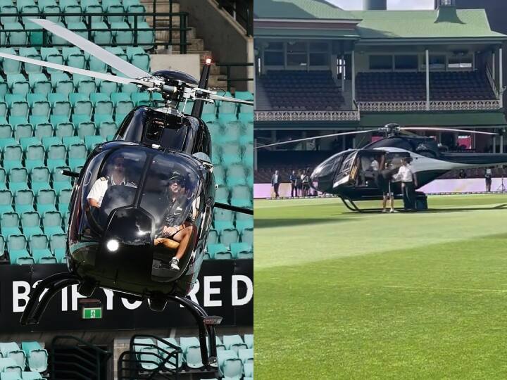 David Warner enter Sydney Cricket Ground with helicopter for Big Bash League 2023-24 match watch video Watch: डेविड वॉर्नर ने मैच के लिए मैदान पर हेलिकॉप्टर से की एंट्री, देखें दिलचस्प वीडियो