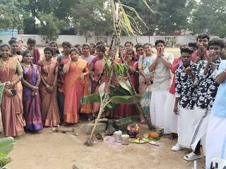 Pongal 2024 Coimbatore colleges Pongal festival celebrated with dances - TNN கோவையில் கல்லூரிகளில் களைகட்டிய பொங்கல் விழா  ஆட்டம் பாட்டத்துடன் கொண்டாட்டம்!