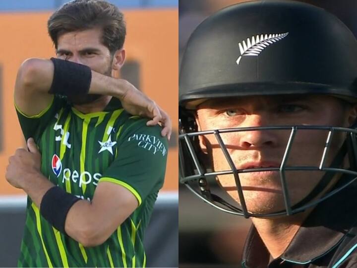 PAK vs NZ 1st T20I New Zealand's Finn Allen smash 24 runs to Pakistan captain Shaheen Afridi in one over PAK vs NZ: शाहीन अफरीदी की जमकर हुई कुटाई, न्यूज़ीलैंड के फिन एलन ने कर दी छक्के-चौकों की बरसात