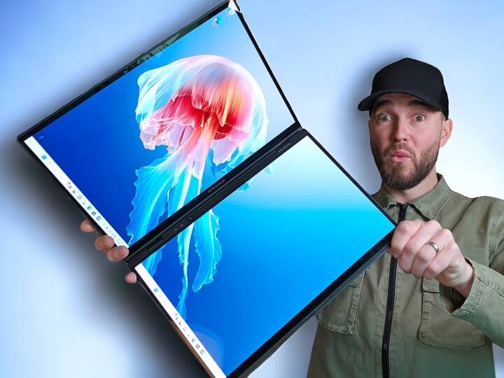 इस लैपटॉप में दो OLED डिस्प्ले दी गई है. पहली स्क्रीन का रेजॉल्यूशन 1920 x 1200 पिक्सल और रिफ्रेश रेट 60Hz है, जबकि दूसरी स्क्रीन का रेजॉल्यूशन 2880 x 1800 है और रिफ्रेश रेट 120Hz है.