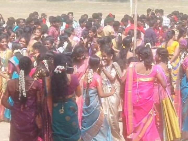 Pongal 2024  Karur Vennaimalai Private College  celebrated  pongal festival - TNN கரூர் வெண்ணைமலை தனியார் கல்லூரி பொங்கல் விழா; பாடலுக்கு மாணவ, மாணவிகள் உற்சாக நடனம்