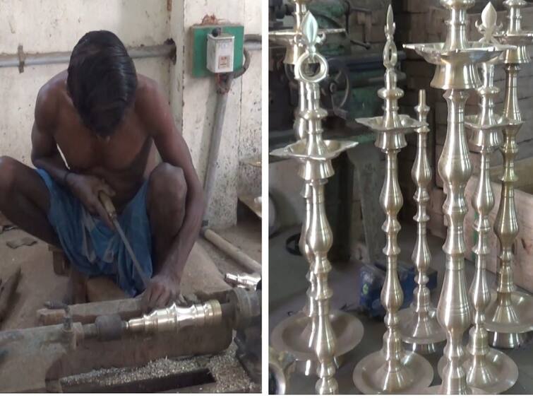 Pongal 2024 News The work of making a weeding stick in Tirunelveli - TNN Pongal 2024 News: நெல்லையில் களைகட்டி வரும் குத்துவிளக்கு தயாரிக்கும் பணி ! தயாரிப்பது எப்படி? பார்க்கலாம் வாங்க !