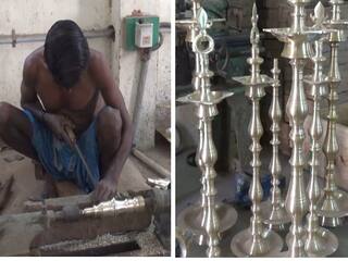 Pongal 2024 News The work of making a weeding stick in Tirunelveli - TNN Pongal 2024 News: நெல்லையில் களைகட்டி வரும் குத்துவிளக்கு தயாரிக்கும் பணி ! தயாரிப்பது எப்படி? பார்க்கலாம் வாங்க !