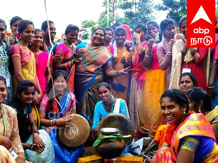 Villupuram Dr. MGR Government College for Women Weeded Pongal Festival 2024 - TNN விழுப்புரம் டாக்டர் எம்ஜிஆர் அரசு மகளிர் கல்லூரியில் களைகட்டிய பொங்கல் விழா