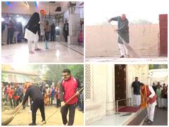 WATCH: BJP Chief, Other Leaders Clean Temples With Mops And Brooms
