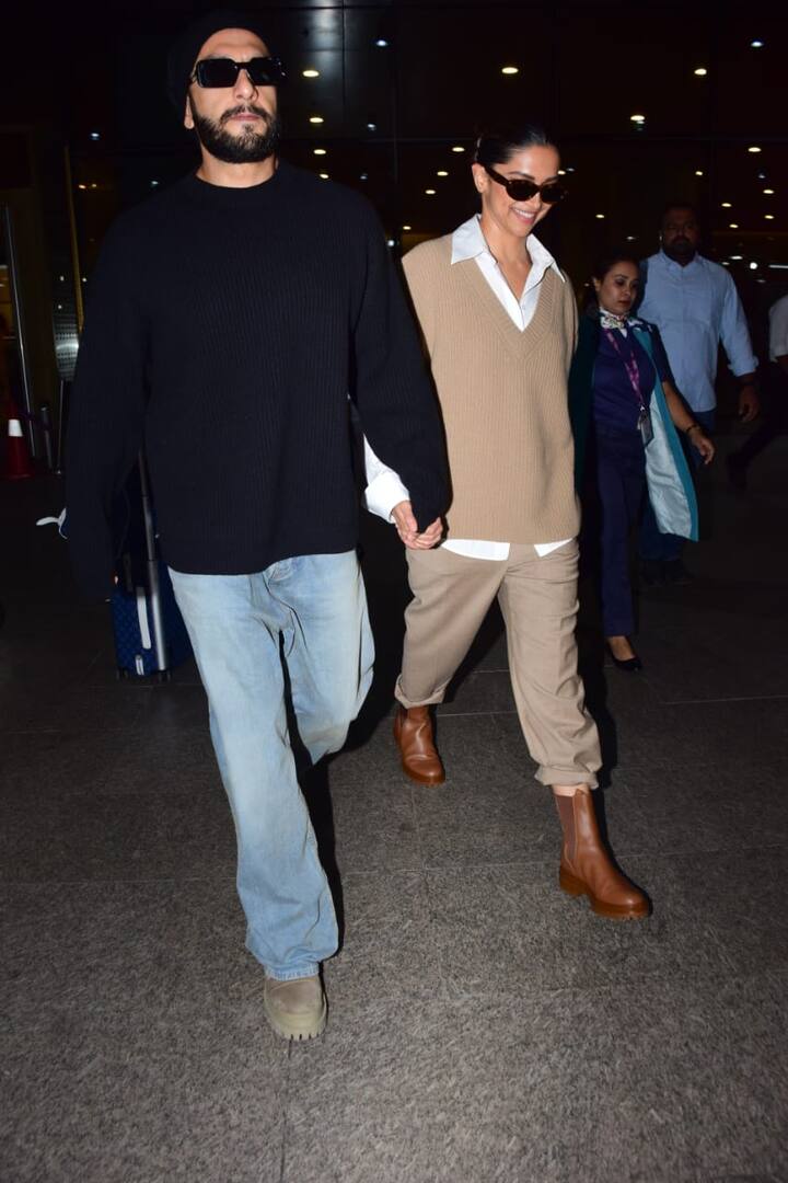 रविवार की सुबह रणवीर सिंह और दीपिका ने काफी स्टाइलिश अंदाज में एयरपोर्ट से बाहर आए.